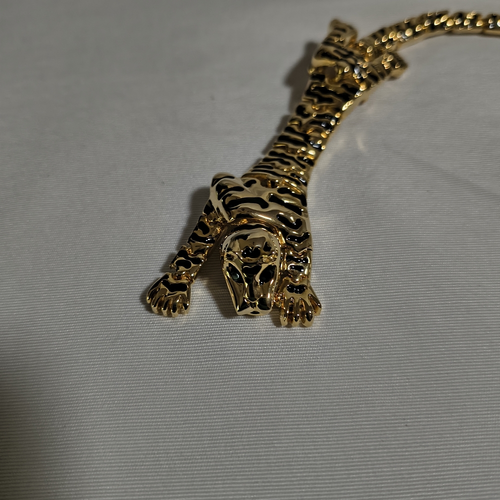 Black And Gold 5" Leopard Brooch